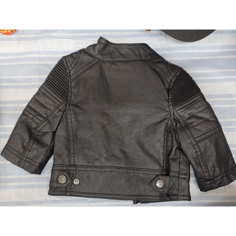 Urban Republic Baby Moto Jacket Black Faux Leather 3/6 Months NEW Bikercore - Picture 5 of 5